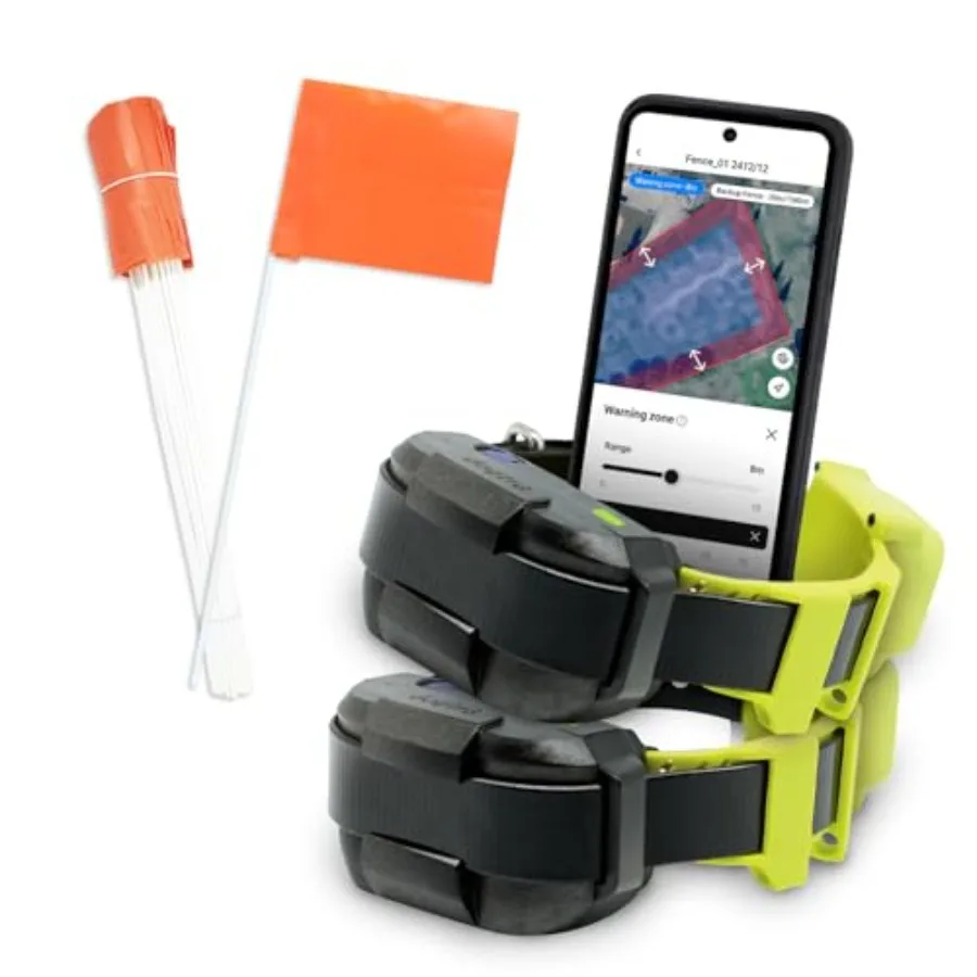 

GPS Dog Fence X2 Training Flags Bundle No Subscription, Wireless Custom Fence with App, Neon Orange Markers, Tone/Vibration/Cor