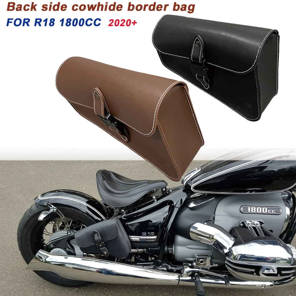 Bolsa de marco lateral de cuero de vaca para motocicleta, bolsa trasera para BMW R18 R 18 1800cc, 2020 2021 2022