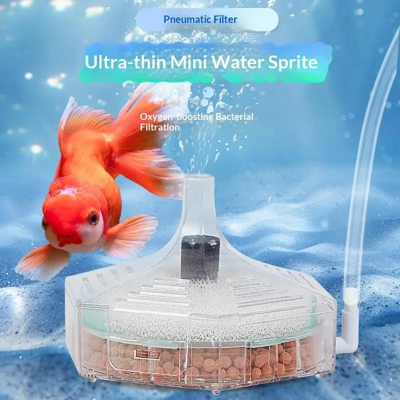 For Small Fish Tanks Transparent Aquarium Sponge Filter Corner Design Air-Powered Biochemical Filtration Waste Suction Tool
