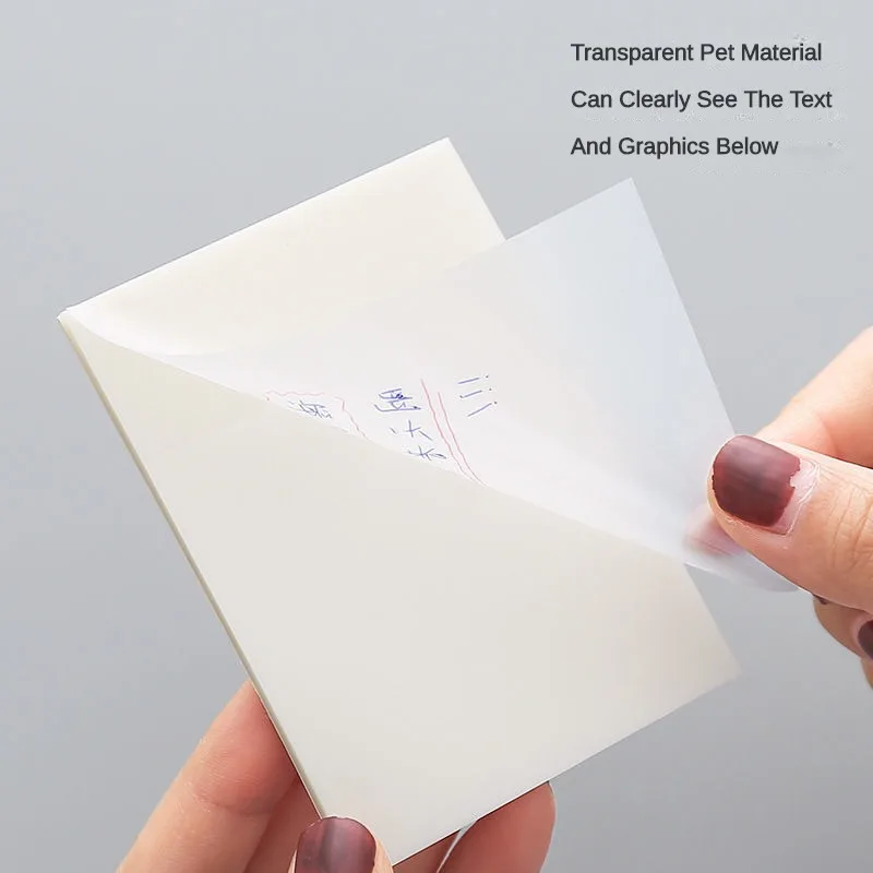 Transparente Sticky Notes, Scrapes Stickers, Note Pads, Postou-o, Clear Notepad, Papelaria Escolar, Material de Escritório, 50 Sheets