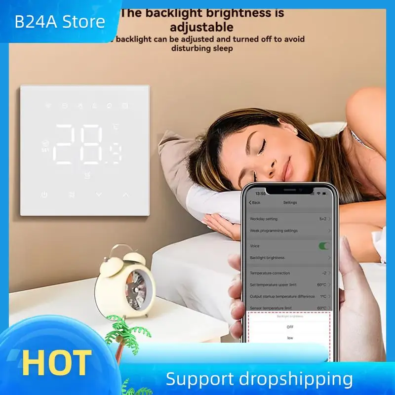 

B24A Tuya Wi-Fi умный контроллер температуры 100-240 В 16 А электрический подогрев пола, совместимый с Alexa и Google Home