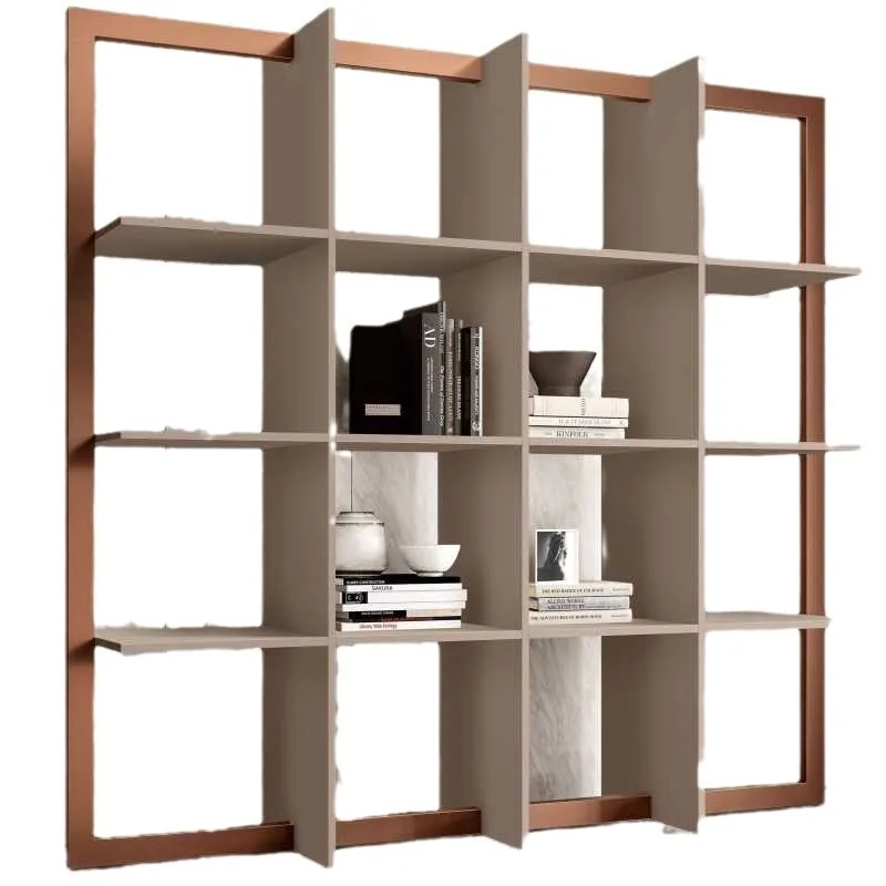 Painted bookshelf Italian light luxury bookcase, solid wood shelf decorative bookshelf