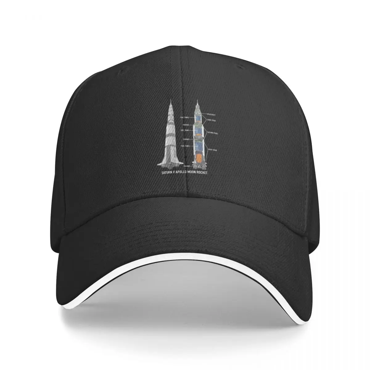 Saturn V Apollo Moon Landing Rocket Cutaway Diagram Gift Baseball Cap Hip Hop Snap Back Hat Women's Golf Clothing Men's