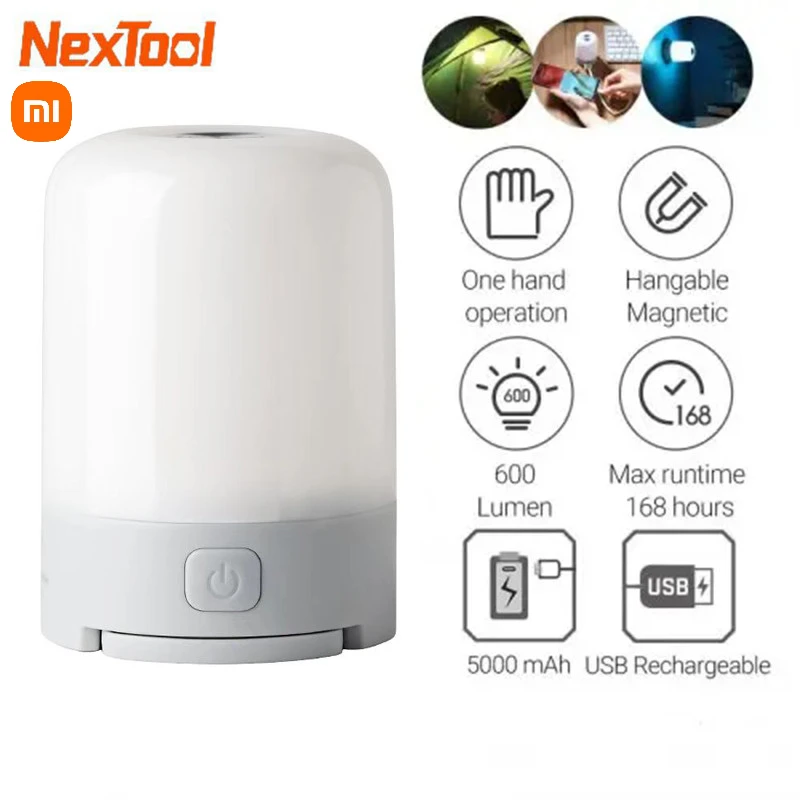 Xiaomi NexTool Multi-function Lantern 600 Lumen Ultra Bright Hanging Lamp Outdoor Warning USB Rechargeable 6 Mode Camping Light