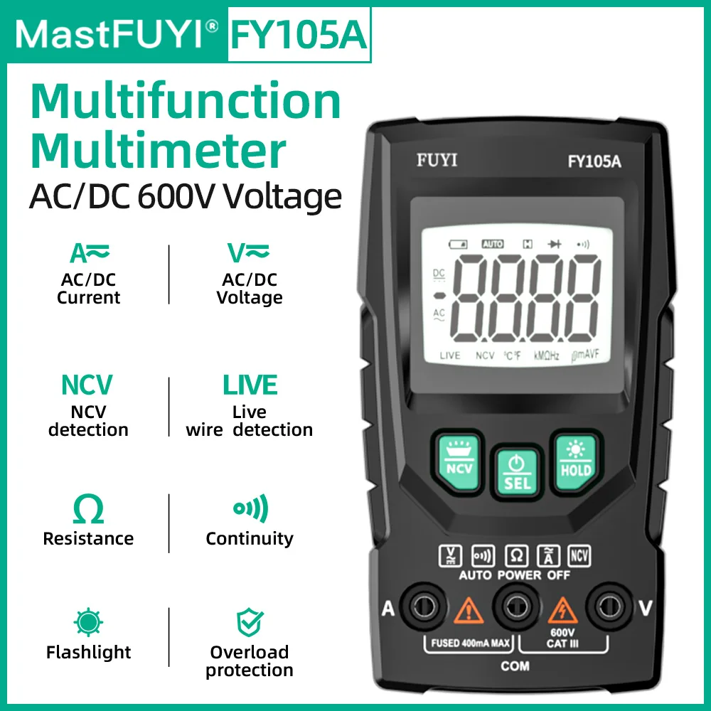 

MASTFUYI Digital Multimeter Auto Ranging with NCV Live Wire Check & Backlight, Voltage Current Resistance Continuity Test