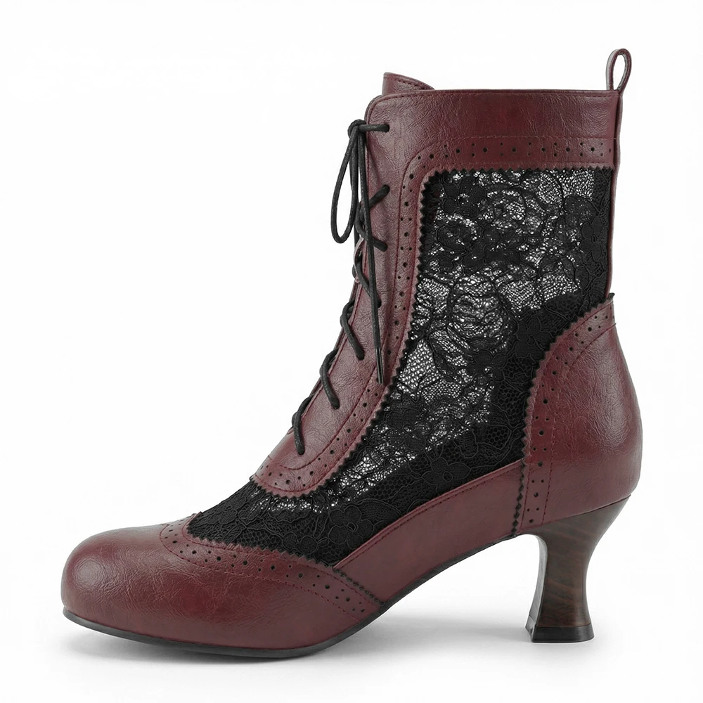 รองเท้าบูทข้อเท้าสไตล์วิคตอเรี - Kitten Heel Women บทวิจารณ์และราคา