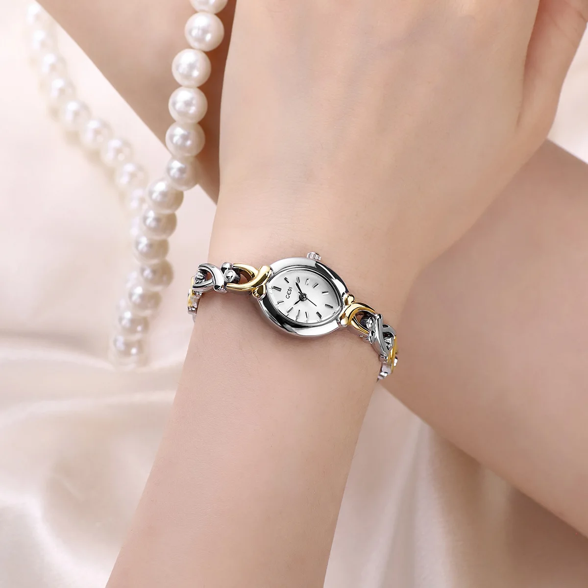 

Винтажные изысканные золотые и серебряные часы с тонкой цепочкой и овальным маленьким циферблатом, кварцевые, повседневные, водонепроницаемые, деловые часы для женщин