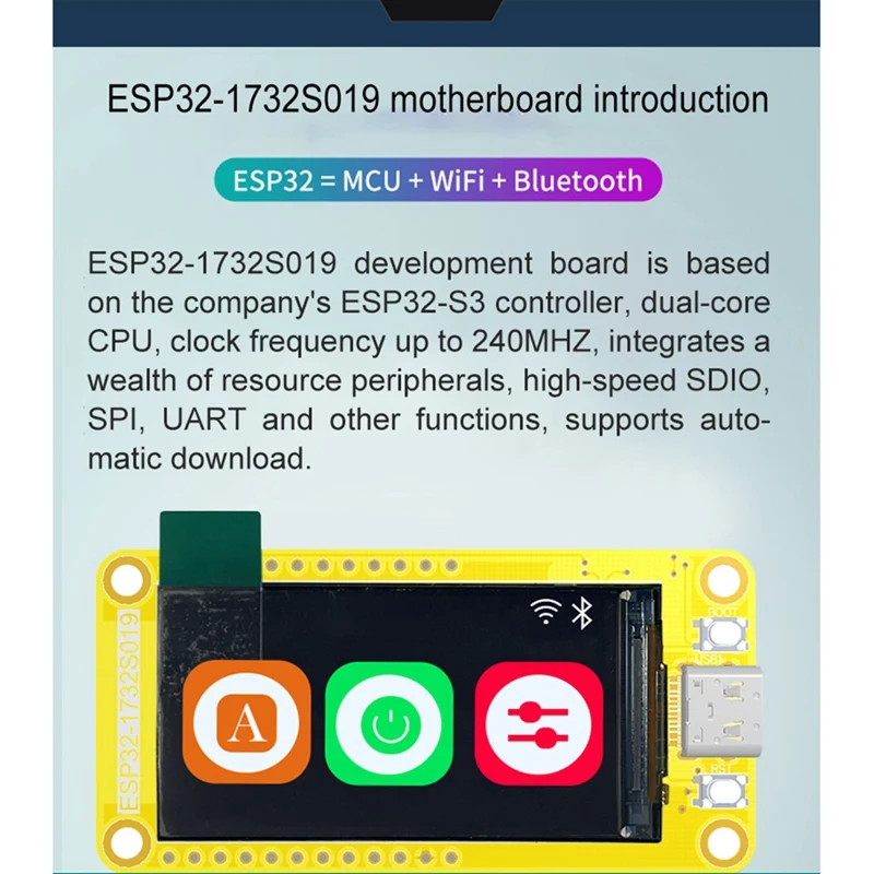 ESP32-S3 Development Board Accessories Parts Kits With 1.9 Inch Screen 170X320 TFT Module Wifi+BT HMI 8M PSRAM 16M Flash LVGL