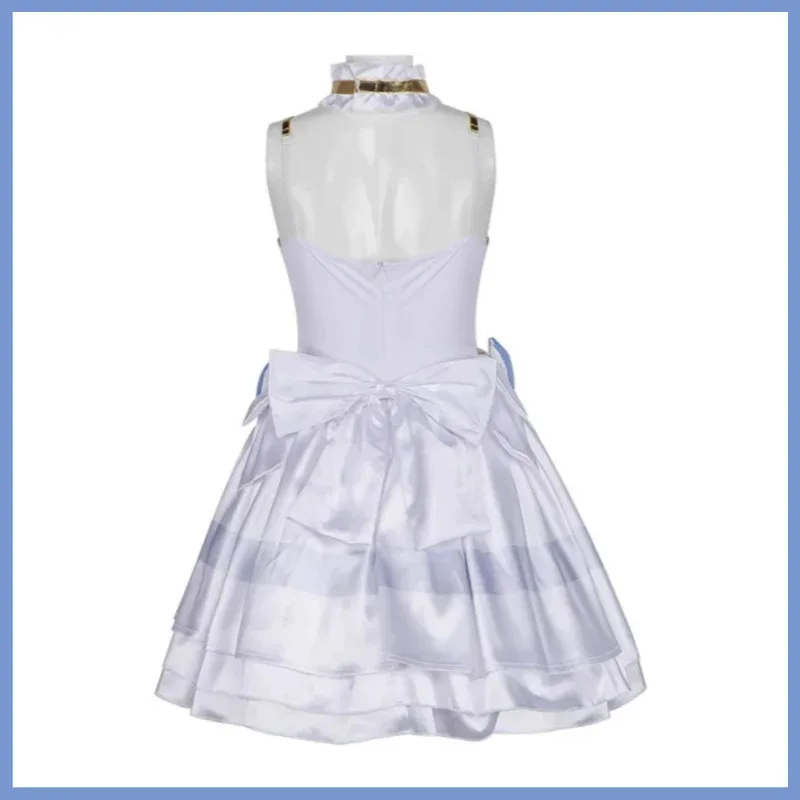 Panty de Anime con medias con cinturón de liga, disfraz de Cosplay de anarquía, vestido de princesa blanco, peluca de ala de Lolita, traje de fiesta Sexy para mujer 5ftu^