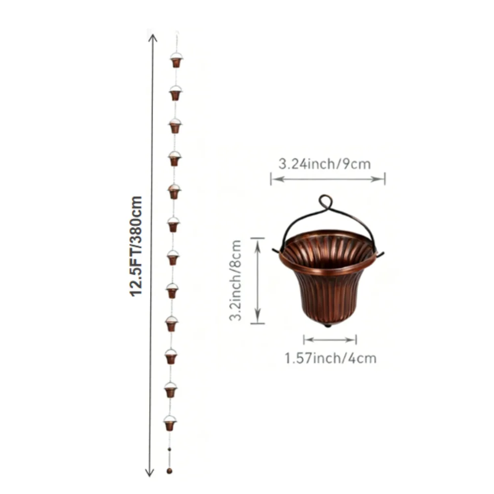 Eaves Decor Patio Decoration Rain Chain Gutter Replacement Petunia-shaped Cups Mesmerizing Waterfall Effect Directs Rainwater