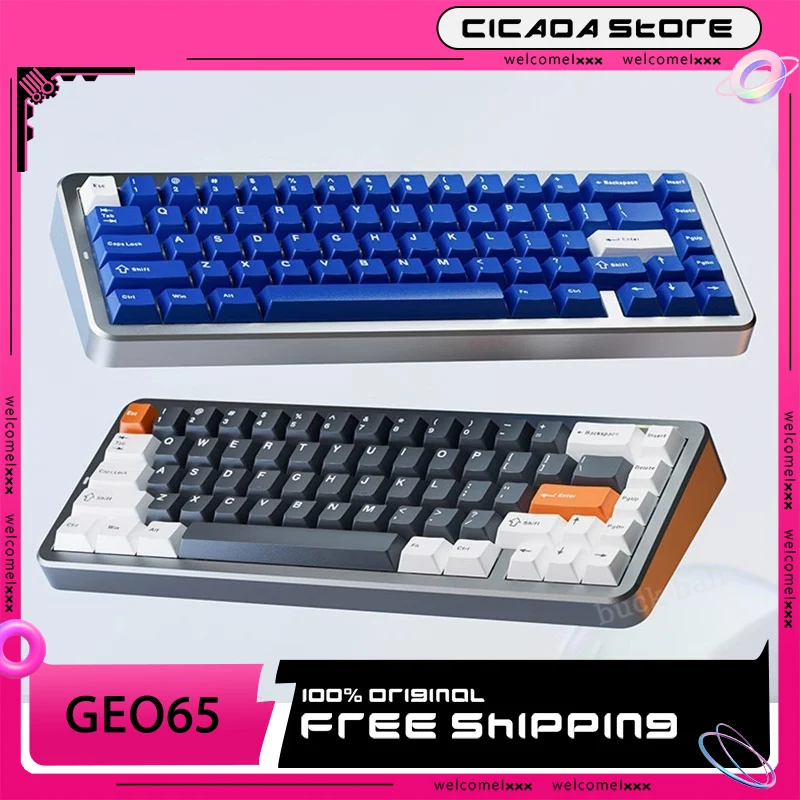 

Механическая клавиатура Fl · Esports Geo65, 3 режима, Kailh Rgb, эргономичная Беспроводная клавиатура для игр, офиса, аксессуары на заказ, подарок