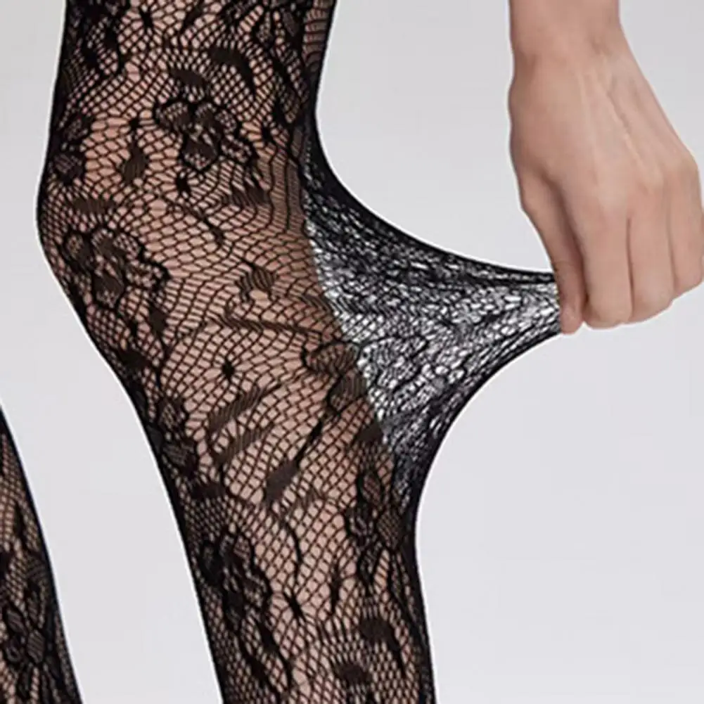 

Vine Flower Pattern Women Pantyhose Hollow Out Ultra-thin See-through High Elasticity Dating Party Mini Skirt Matching Hosiery