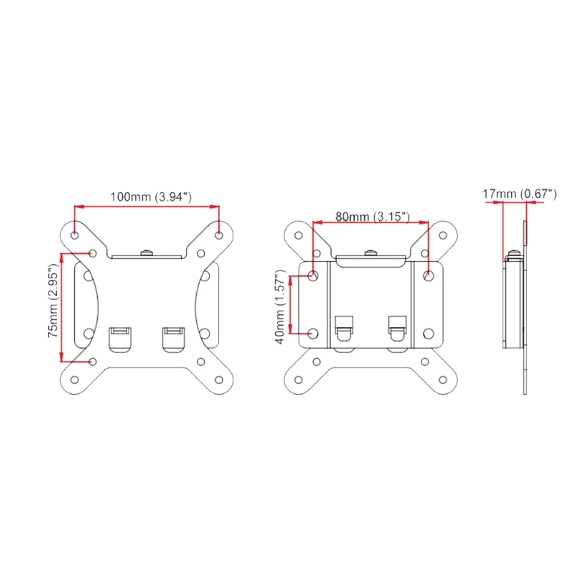 High-end Fixed TV Mount Bracket With 13KG Loading Capacity Sliding 70 100mm VESA 10-26 inch Tablet TV VESA Bracket