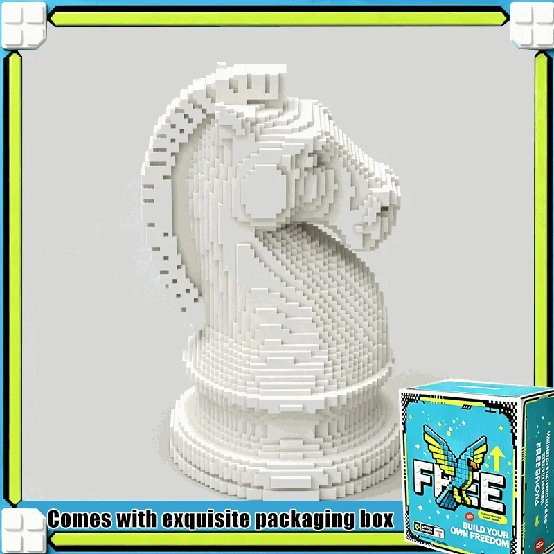 6223PCS Chess Knight Horse Statue MOC Building Blocks Large Scale Model Custom Puzzle DIY Assembly Toy Desktop Decoration Gift