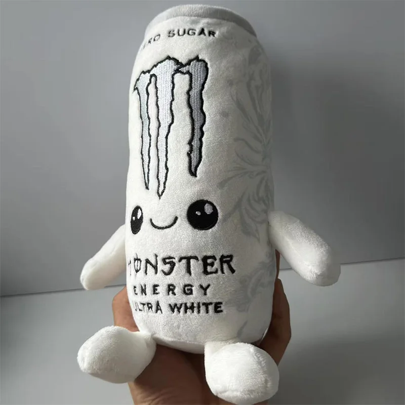 New 0-Sugar White Monster Energy Drink Realistic Pull-Tab Can Plush Toy Doll Gift Room Sofa Decoration Kids' Birthday Gift