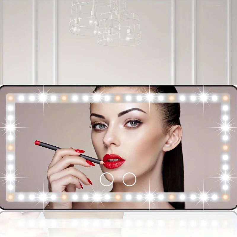 Car Sun Visor Vanity Mirror, Rechargeable Makeup Mirror With 3 Light Modes & 60 LEDs - Dimmable Clip-on Rear View Sun-Shading Co