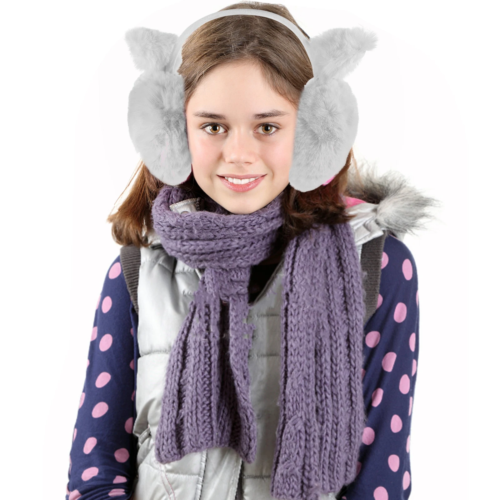 

Cute Cat Earmuff Headb Warm Cozy Cute Earmuff For Winter Winter Ear Warmer Baby Muffs Gray Foldable Lightweight Portable