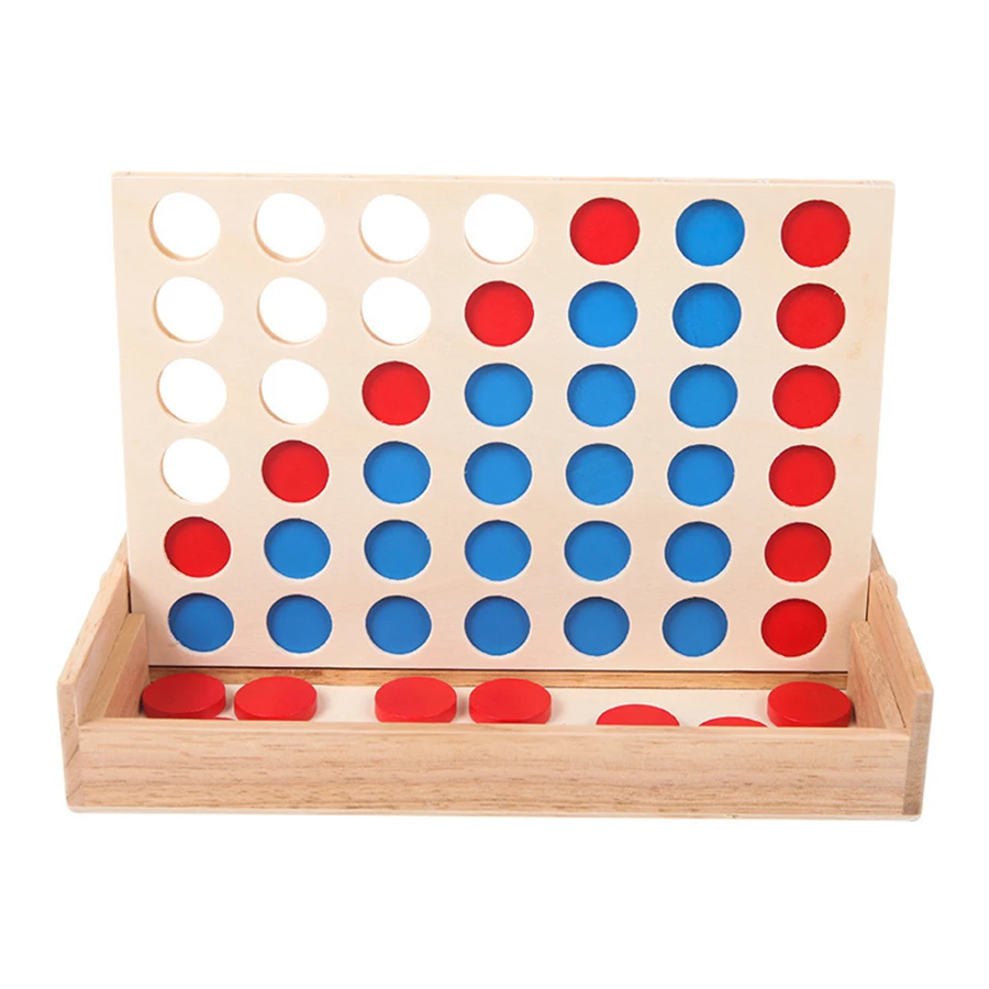 New Wooden Boxed Four-connected Chess Four-piece Tabletop Game Early Education Educational Toys Intellectual Games Montessori