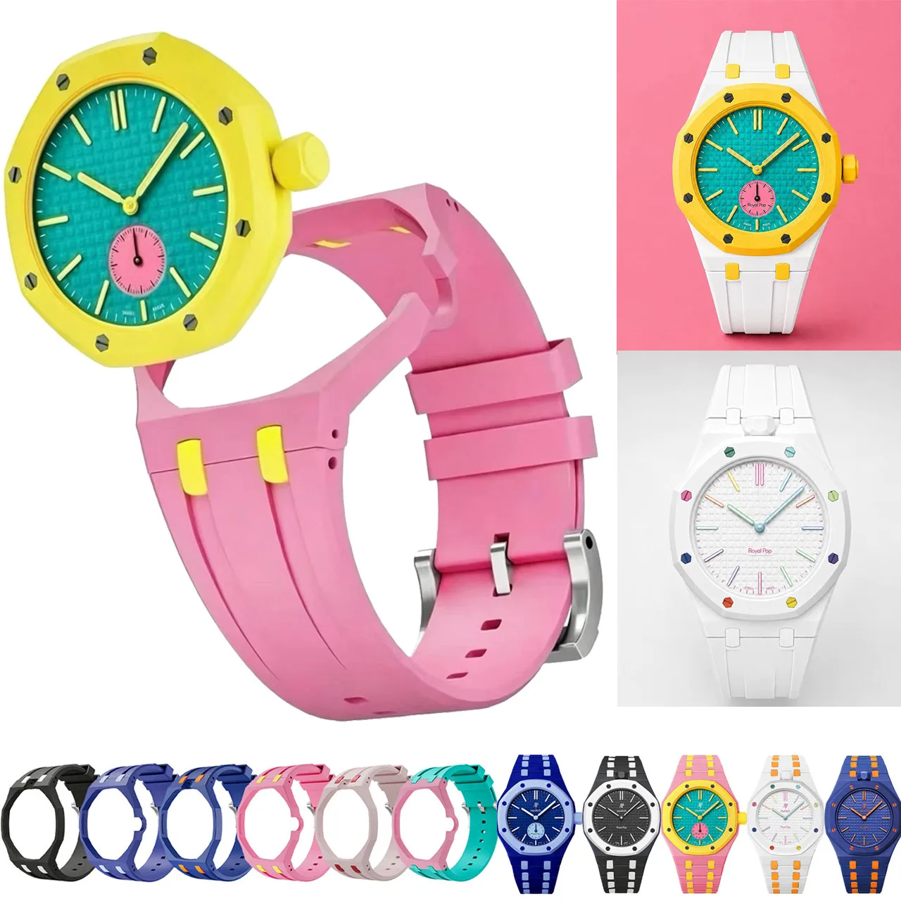 

2 IN 1 PC Case+Silicone Strap For Swatch X AP Royal Pop Pocket Watch Changer Wristwatch Integrated Modification Accessories