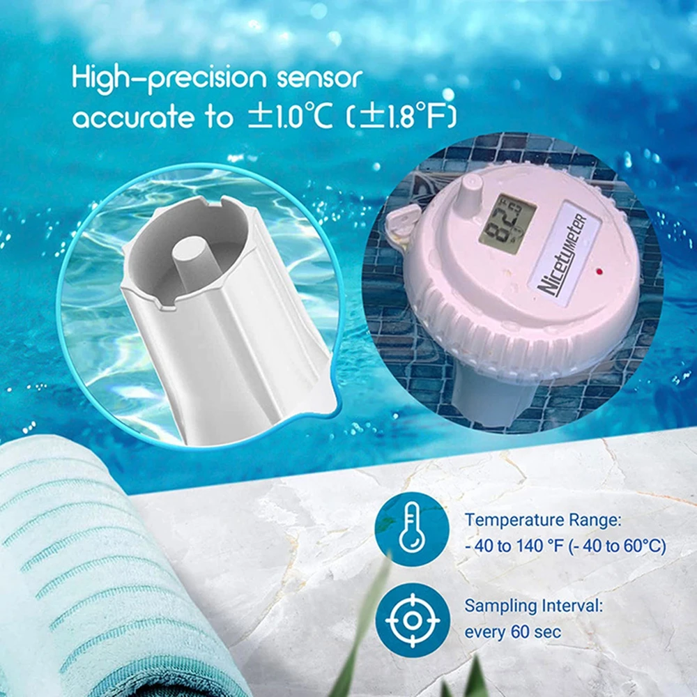 WS0410 Wireless Digital Pool Thermometer LCD Indoor Swimming SPA Hot Tubs Ponds Aquarium Floating Water Temperature Monitor -40℃