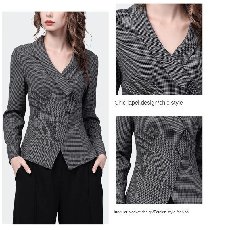 Women Casual Lapel Elegant Long Sleeve Vintage Harajuku Office Lady High Streetwear Single Breasted  Chic Tops New