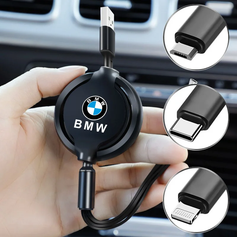 Car 3 in 1 USB Cable Type C Micro USB Fast Charging Cable For BMW X1 X2 X3 X5 X4 X6 X7 G30 G20 G32 G11 G12 F40 F30 F20 F10 F34