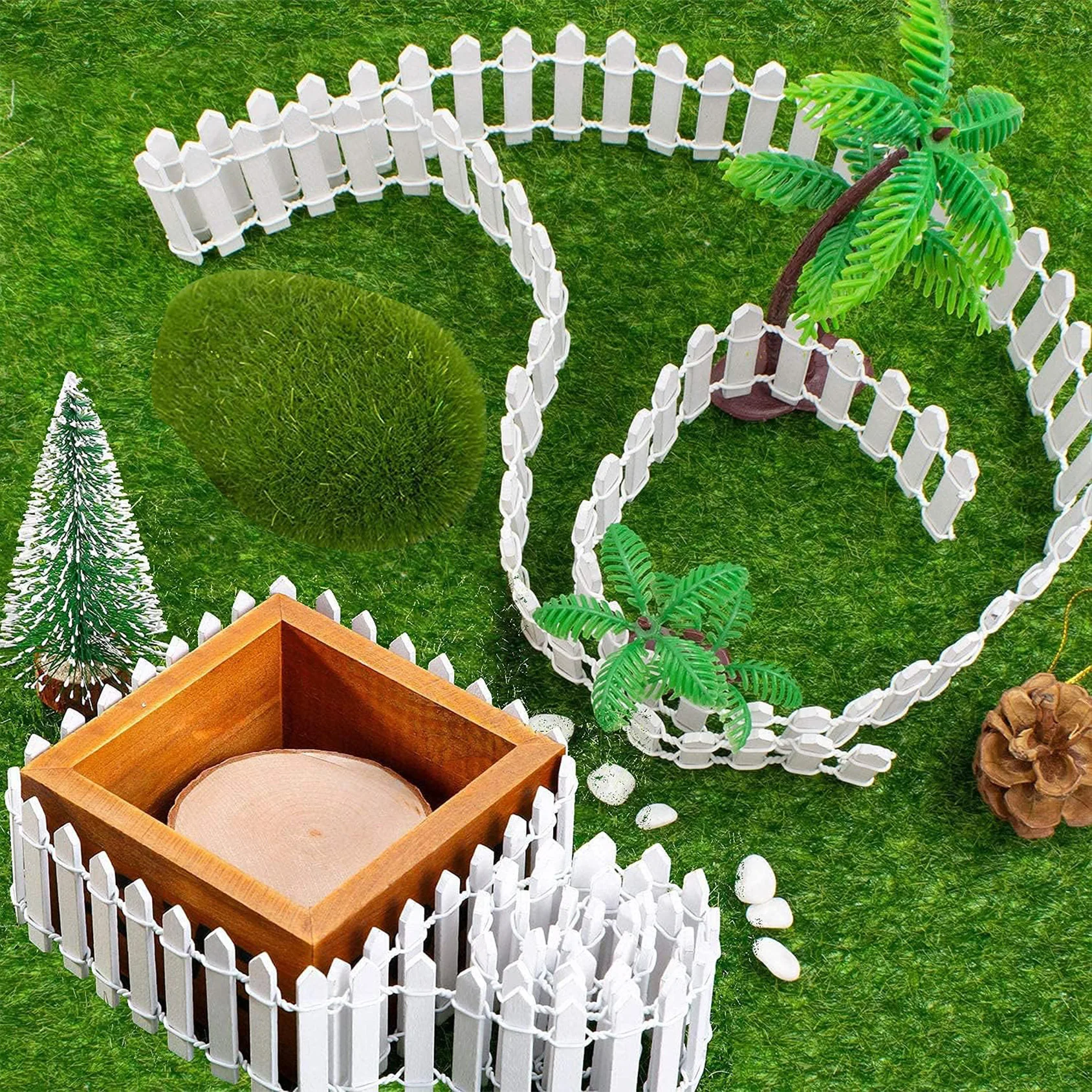 Mini Fence, Garden And Bonsai Decoration Fairy Tale Garden Fence Wooden Decoration, DIY HandicraftProject Mini Picket Fence