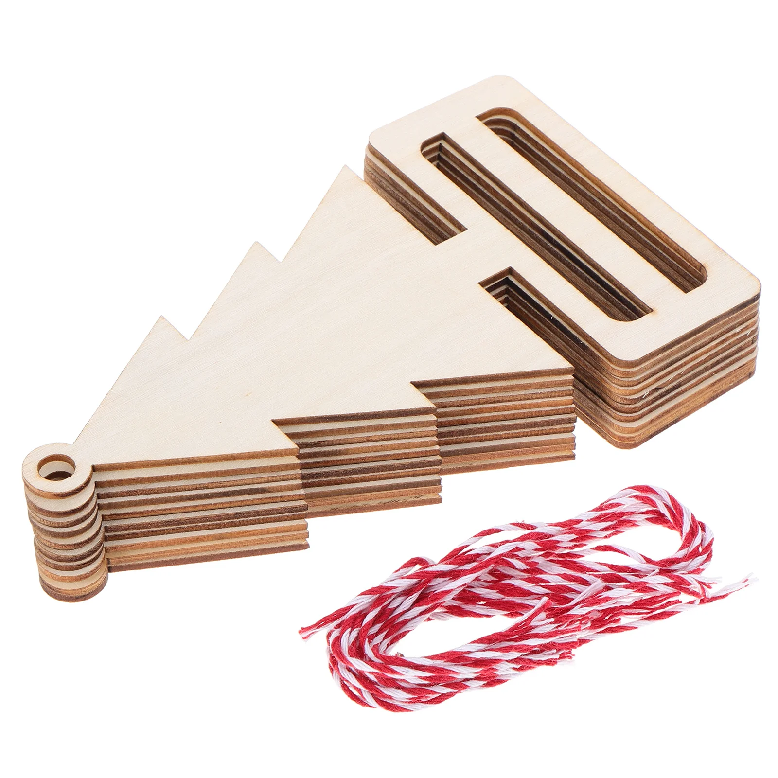 

10Pcs Wooden Christmas Hanging Ornaments Unfinished Blank Cutouts for DIY Painting Holiday Decorations Party Craft Supplies