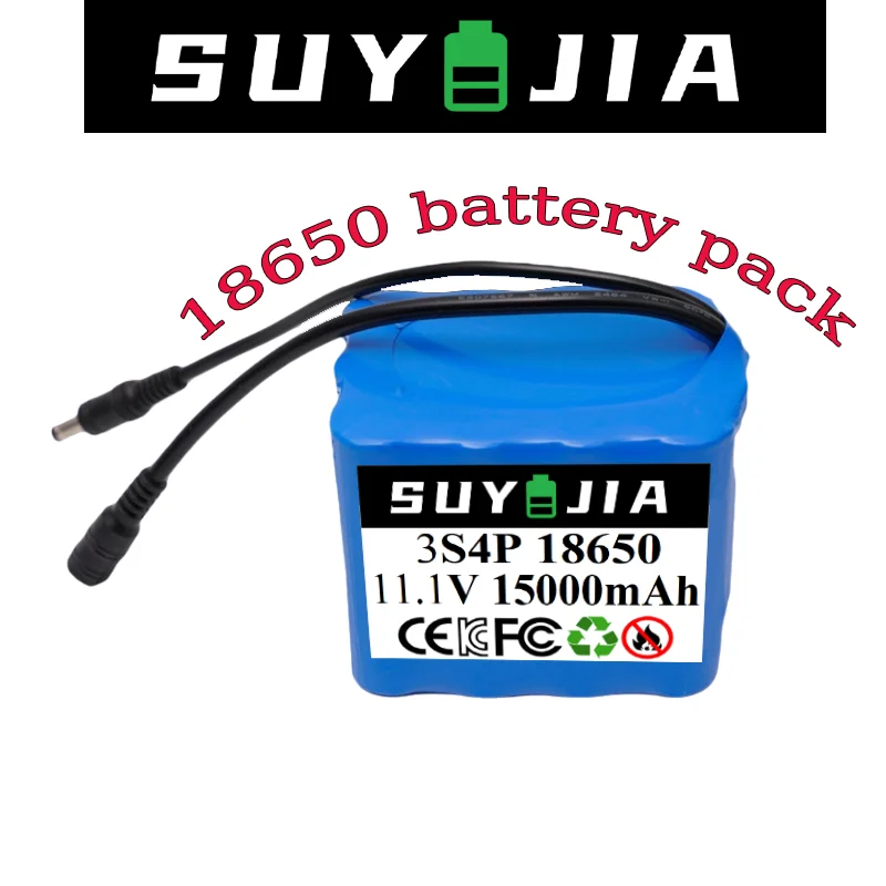 

11,1 В, 12 В, 15000 мАч, 18650, литий-ионный аккумулятор для рыбацкой лодки с BMS для приманки, резервный источник питания для лодки, динамик камеры видеонаблюдения