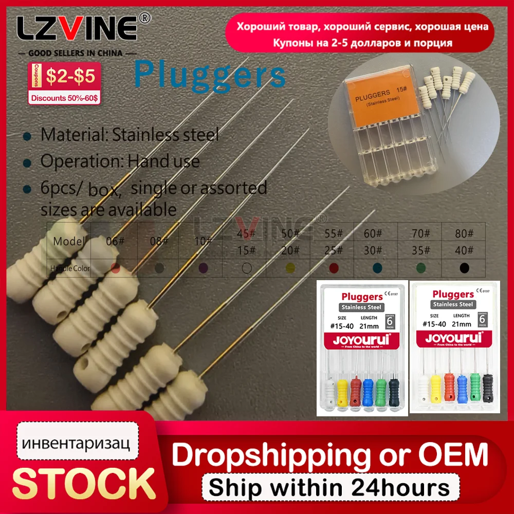 

10 Boxes Dental Endo Stainless Steel Tapered Finger Pluggers Endo Files Hand Use Pluggers Endondontics Root Canal File pin Tips