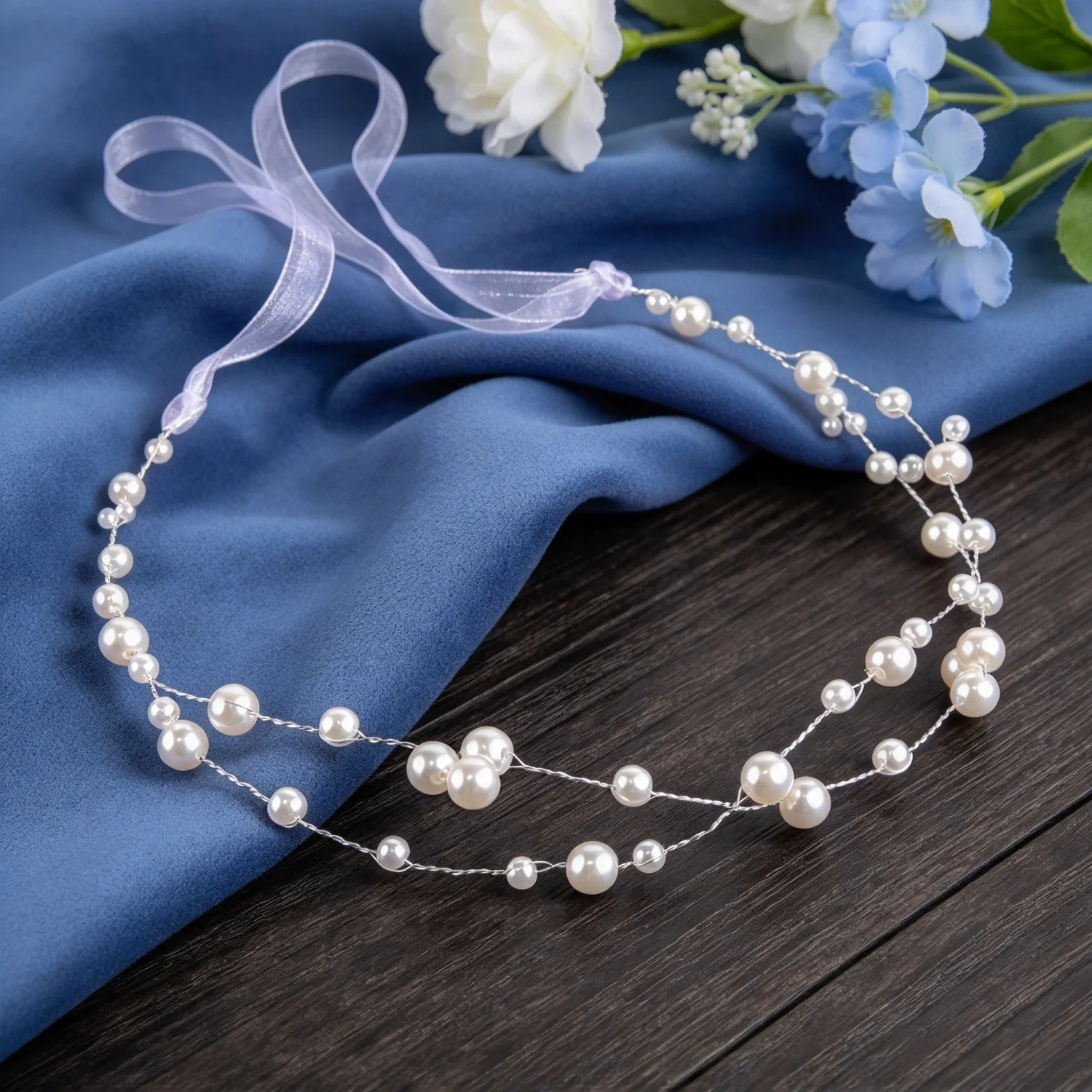 Handmade Fashion Pearl Flower Hair Vine Headband Pearl Leaf Headband Bridal Wedding Hair Accessories Jewelry Hair Vine Headband