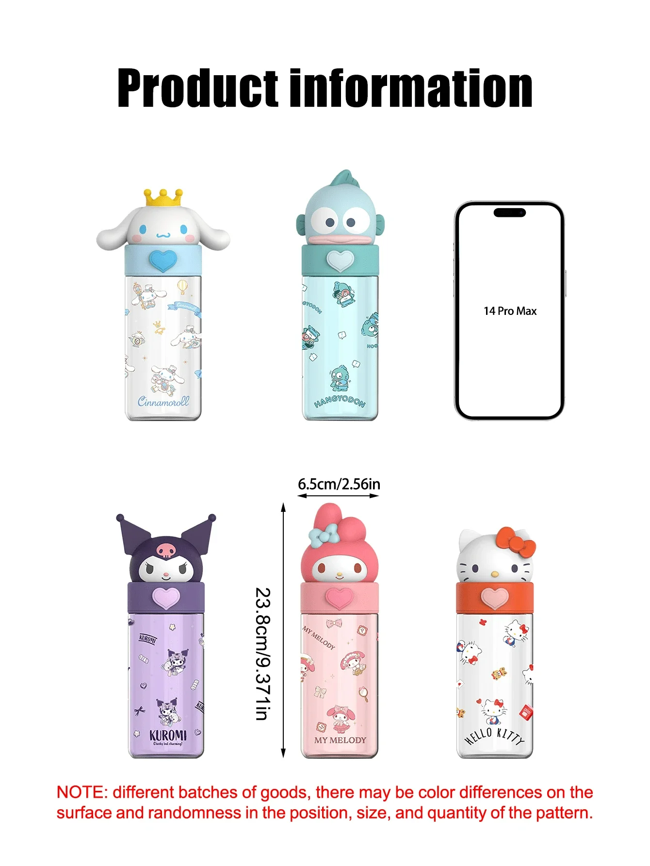 500ML Kawaii Sanrioed Cinnamoroll Water Bottle Anime Kuromi My Melodys Thermos Cups Cartoon Pochacco Juice Insulated Girls Gifts