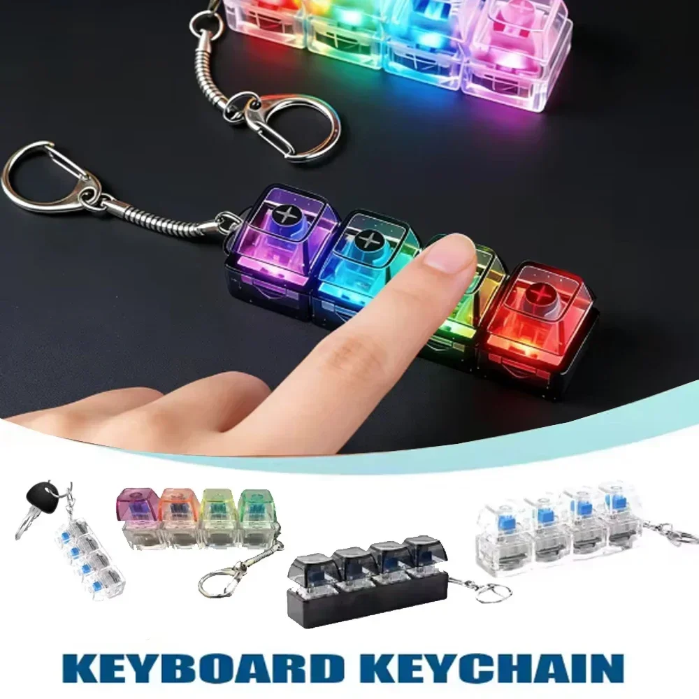 Relaxing DIY Keyboard Fidget Keychain Keys Button Keycap Finger Keyboard Cap 9Keys Relief Stress Pinch Toy Adult