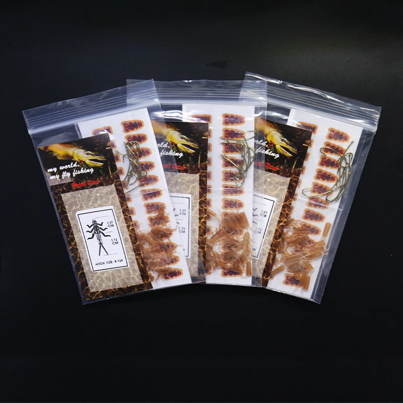 New 30pcs/set stonefly nymph rubber body and nymph hooks combo synthetic fly tying materials fly fishing artificial nymph flies