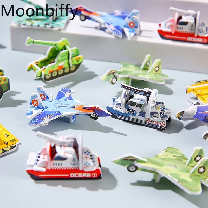 Rompecabezas de avión de papel creativo para niños, Mini Avión de dibujos animados en 3D, tanque de dinosaurio, modelo de ensamblaje, juguete educativo, gran oferta, 1Pc