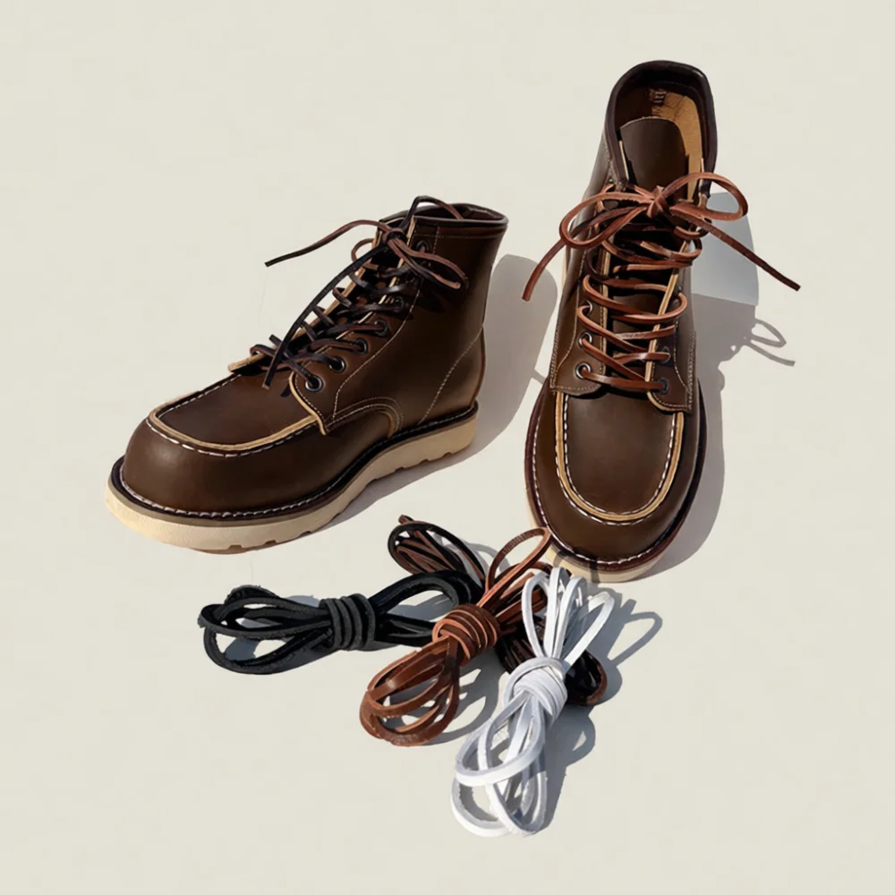 Durable Genuine Cowhide Shoe Lace Square Section For Leather Loafers Martin Boots Strong Reliable Replacement String Product