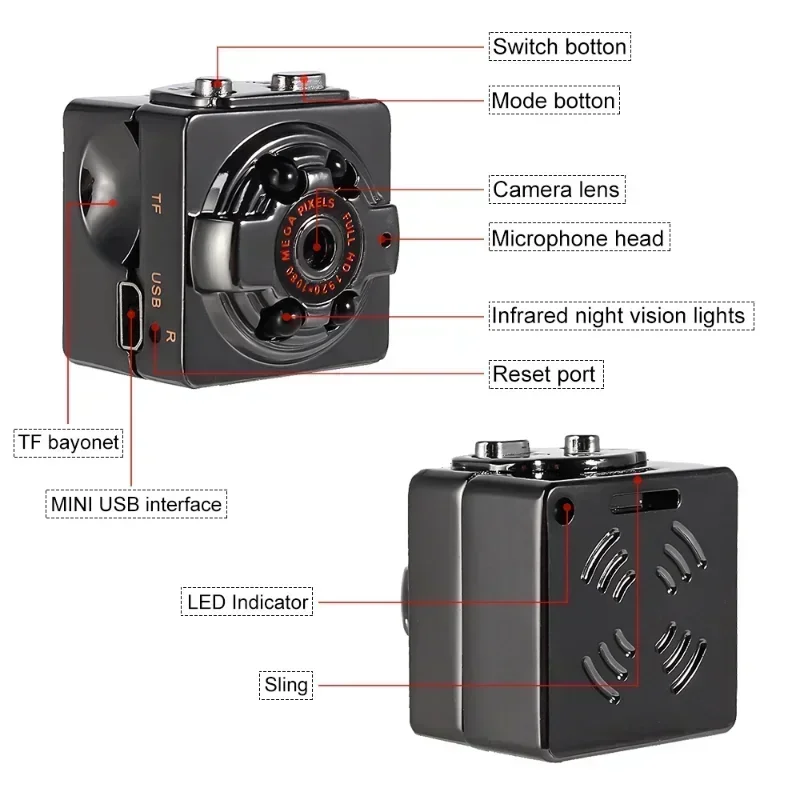 

1080P HD Infrared Night Wifi Camera security cameras Vision Cameras Aerial Outdoor Sports Cameras Mini action camera SQ8 Camera