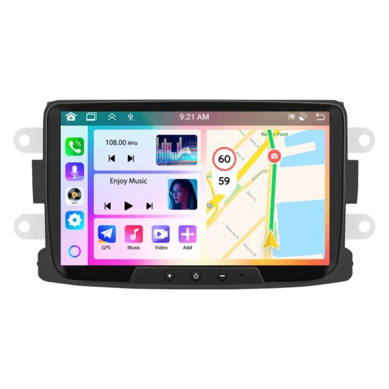 Podofo 4+64G Multifunktionales 2DIN Android Autoradio Carplay GPS FM RDS Player für Renault Dacia Duster Sandero Logan Dokker Auto-Innenraum-Multimedia-Modifikation