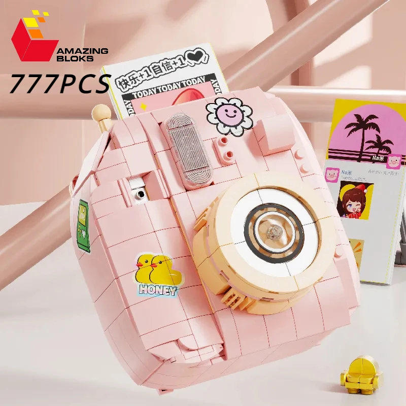 

777PCS Pink Camera Building Blocks Simulation Camera Assembly Model Bricks Set Desktop Deco Kid Toys Children's Christmas Gifts