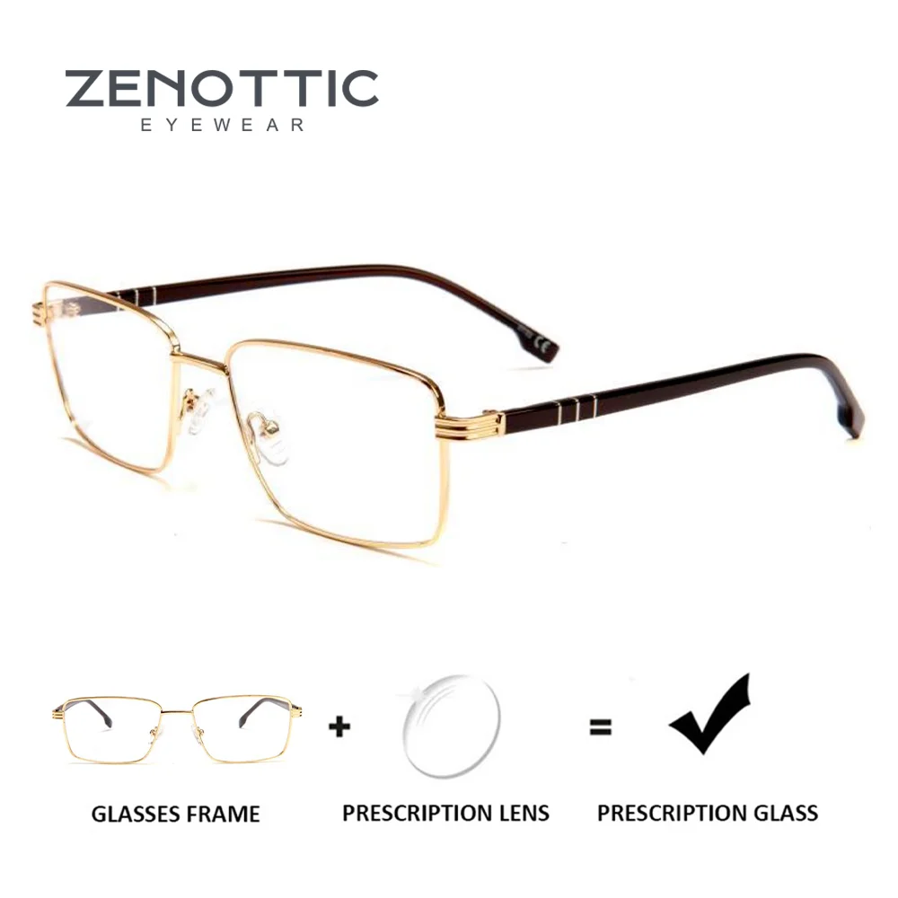 

ZENOTTIC Metal Rectangle Prescription Fashion Glasses For Men Progressive Optical Eyeglasses Myopia Lenses Man