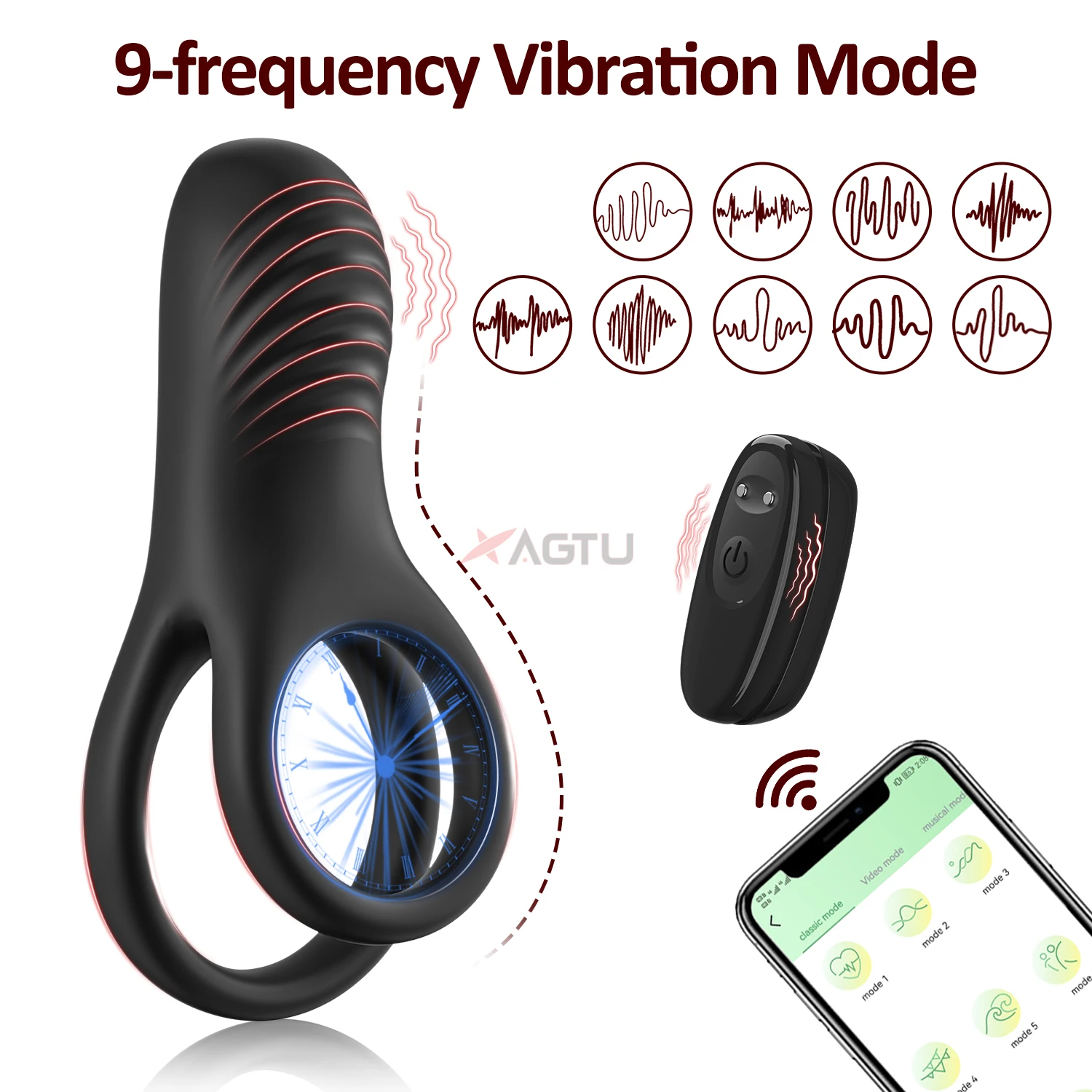 APP Control Vibrating Cock Ring for Men Clitoris Stimulation Ejaculation Delay Penis Ring Adult Supplies Sex Toy for Couples