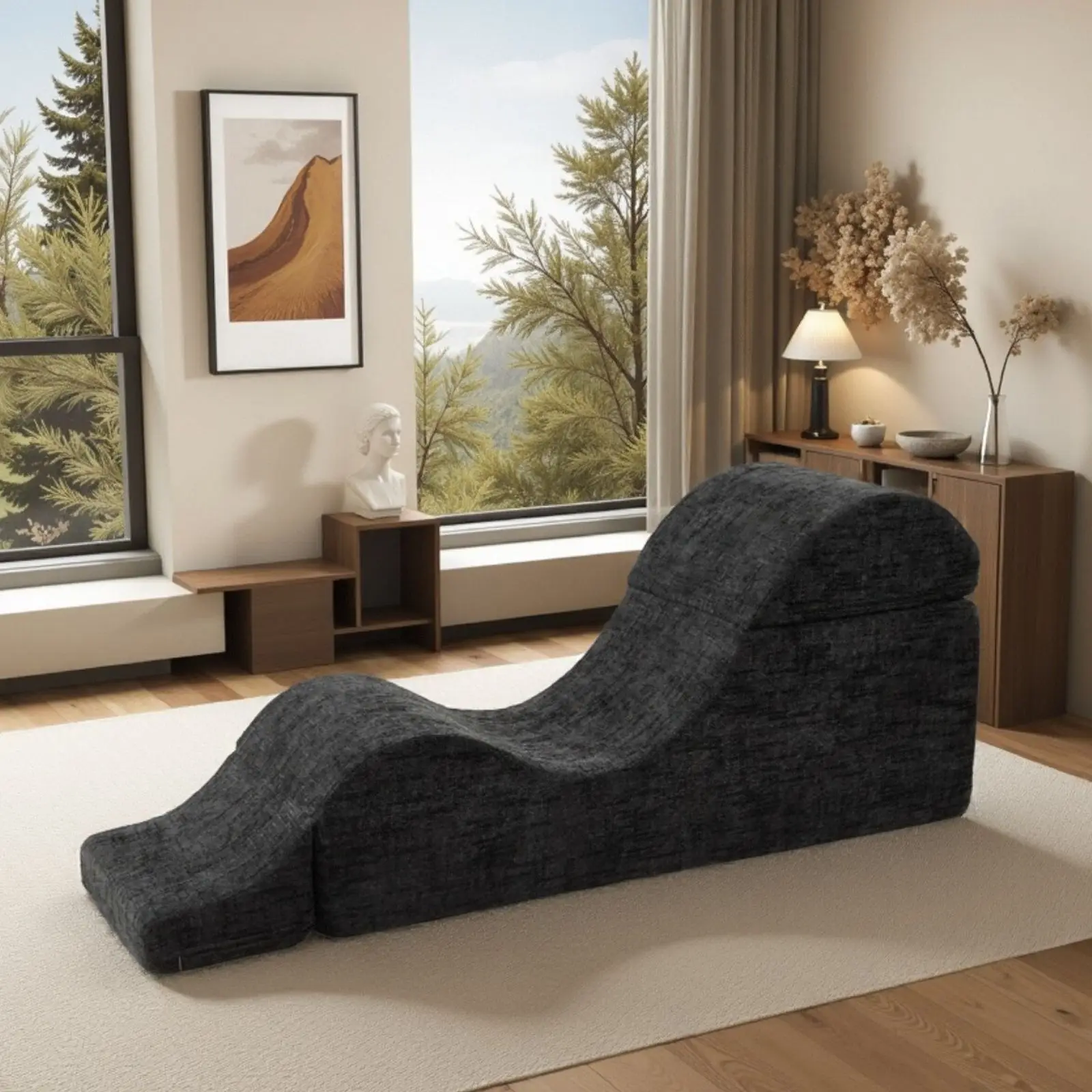 Multifunctional couple seat yoga chair wave sofa S-type hotel chaise longue sofa bed compressible