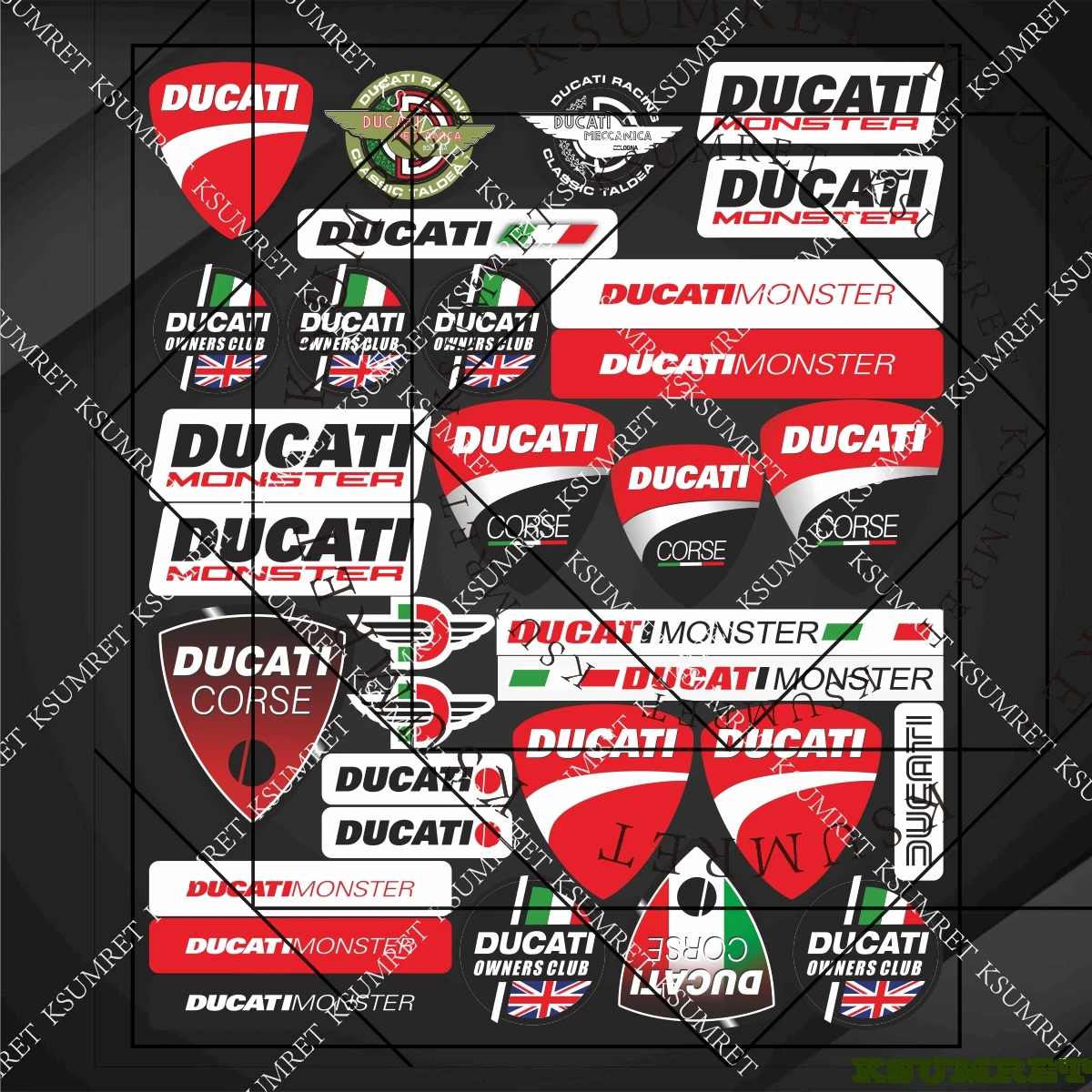 Aufkleber-Set für Ducati Motorräder