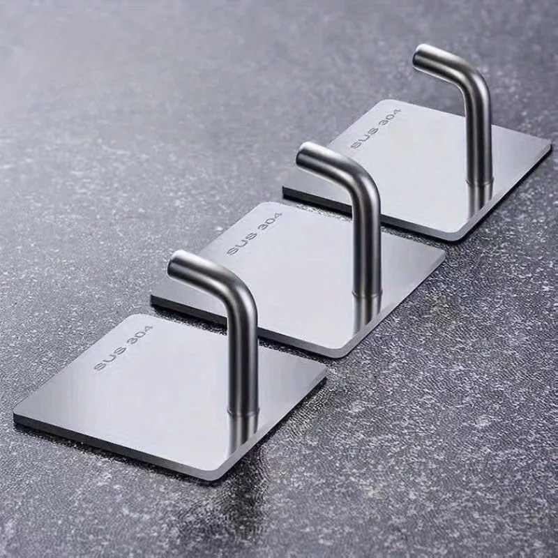 Stainless Steel No-perforation Hook Strong Viscose Kitchen Hook for Bathroom Coat Self Adhesive Rustproof Hook Hanger