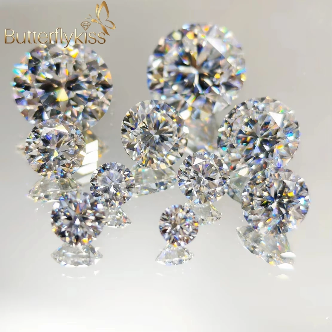 Butterflykiss Moissanite Stone Loose Wholesale Size 3~6.5mm D Color Round Cut Diamond Alternative Moissanite For Jewelry Making