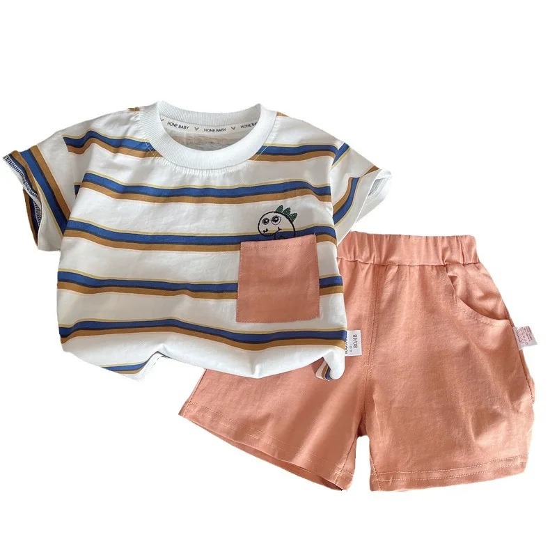 

New Summer Baby Girl Clothes Children Boys Casual Striped T-Shirt Shorts 2Pcs/Set Toddler Costume Infant Outfits Kids Sportswear