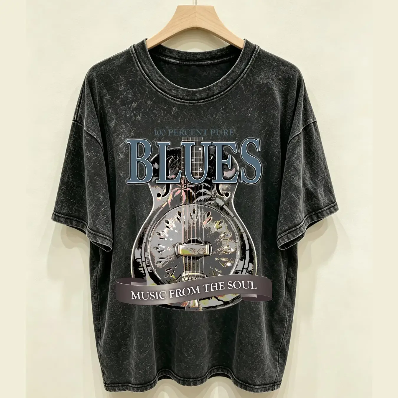 washed T Shirt CafePress Blues Music From The Soul Vintage Light 830091496 long or short sleeves vintage Washed Unisex Casual