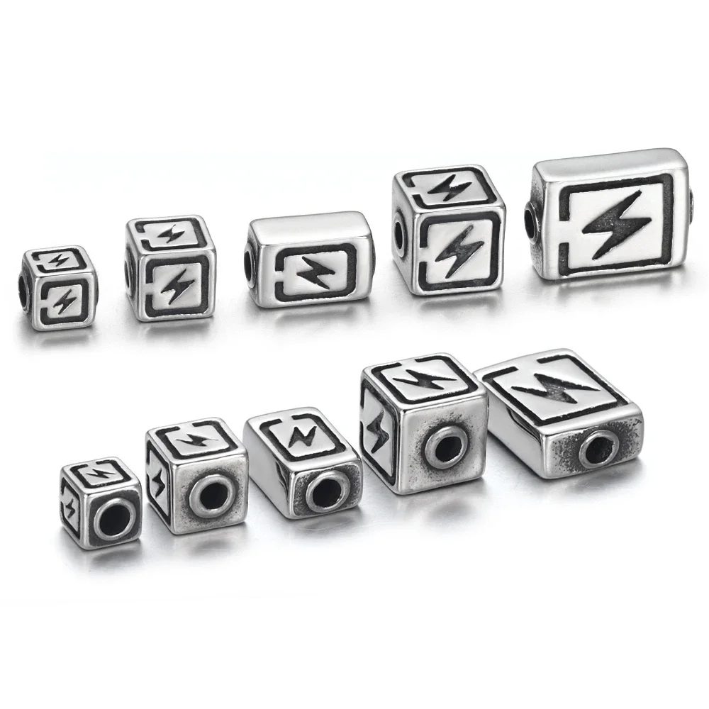 Stainless Steel Small Hole 3mm lightning Beads Spacer for Beaded Bracelet DIY Jewelry Making 316L Metal Charms Accessories