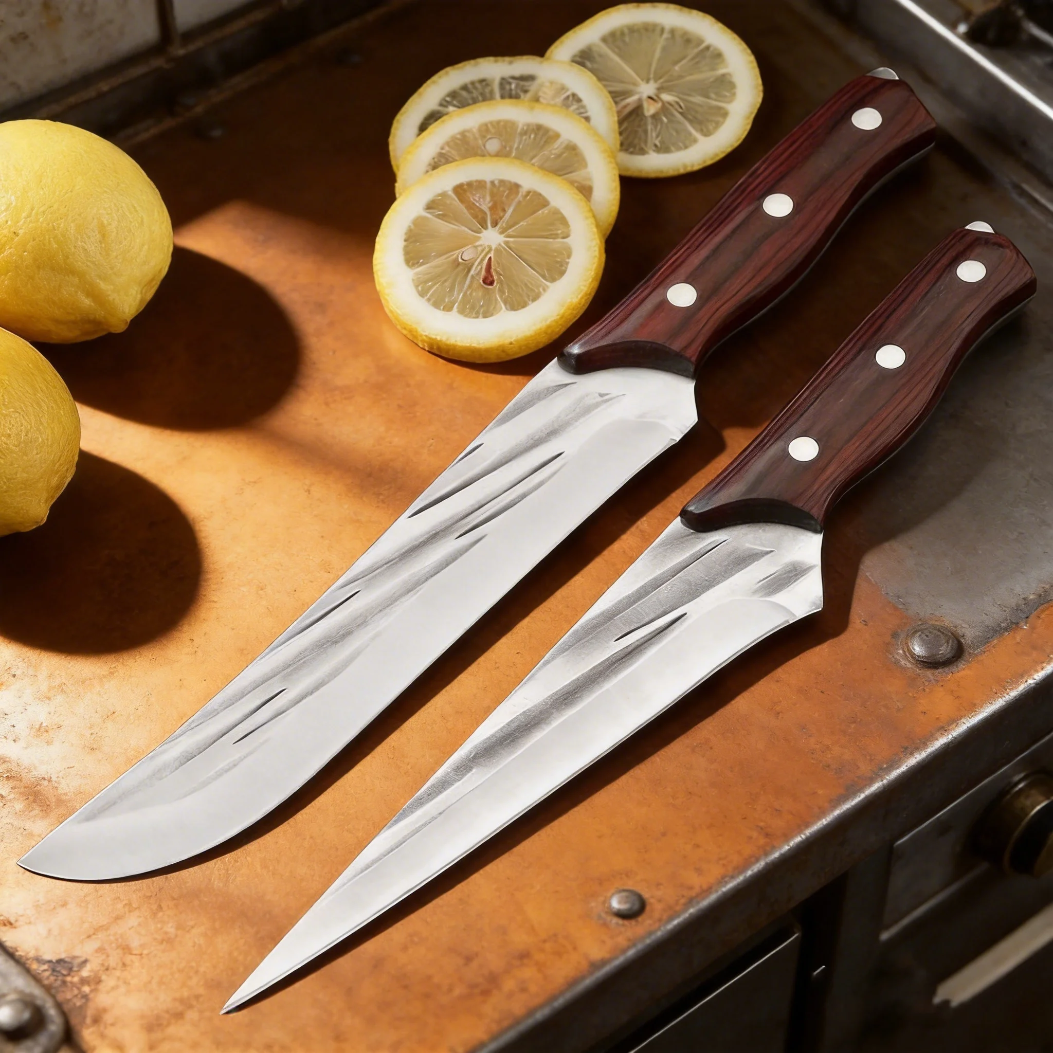 Hand-forged boneless knife with wooden handle, high-carbon steel butcher knife, kitchen knife for fish, meat and vegetables