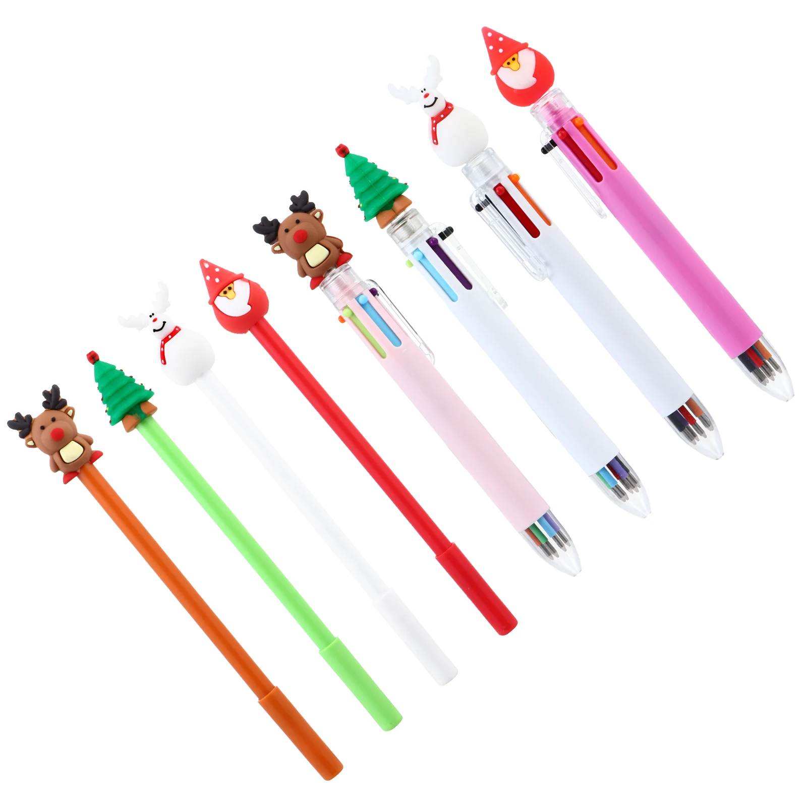 8 Pcs Christmas Gel Pen Plastic Ink Telescopic Design Festival Xmas Theme Student
